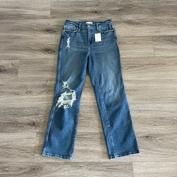 Good American Denim - NWT Good American Women's Good Curve High Waist Distressed Straight Leg Jeans 6